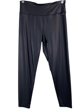 DKNY Sport Womens Capri Leggings Size Medium Black Faux Vegan Leather Athleisure